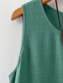 Rusticease Plus Size Solid Color Minimalist Casual Round Neck Sleeveless Dress - Blue Day - View 5