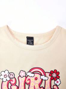 SHEIN Playful Pals 两件套女婴印花连体衣套装，短袖碎花上衣，可爱套装，适合户外玩耍和日常穿着 - 灰色 - 查看 7