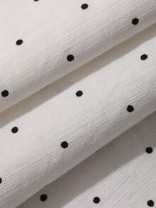 Livesso 女士弹力腰带波点印花阔腿宽松裤 - 白色 - 查看 8