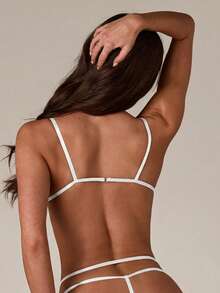 SHEIN BAE Floral Lace Underwire Garter Lingerie Set Bridallingerie - White - View 2