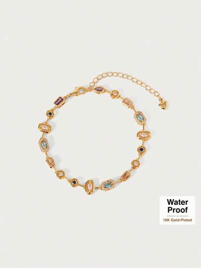 Glisma Pulsera de cadena para mujer, de alta calidad/estilo vintage/elegante, chapada en oro de 18K, sexy/vintage, para mamá/mujer/niña, para verano/playa/baile de graduación/fiesta, con capas/gemas/cuentas/cristales