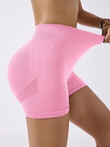 Dewbera Women's Letter Print Casual Sports Shorts - Pink - View 5