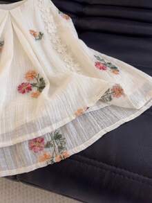 Modelyn Áo hai dây họa tiết hoa vàng kiểu dáng búp bê bằng chiffon, thích hợp cho kỳ nghỉ xuân/hè. - Màu vàng - Xem 5