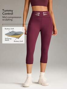 OutZeal Quần legging thể thao nữ, quần yoga, quần mặc hàng ngày, nhanh khô, có chức năng nâng đỡ bụng, nhiều túi, thích hợp cho hoạt động thể thao. - Màu Đỏ Sâu - Xem 2