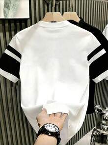 Chillumni Camiseta casual de hombre de diseño minimalista a rayas negras y blancas - Multicolor - Ver 2