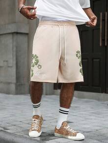 Manfinity Roghcode Men's Contrast Color Print Casual Shorts - Khaki - View 6