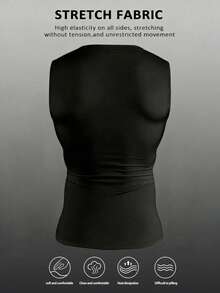 Gym Rark Ultimate Performance Men's Graphic Sleeveless Sports Tank Top Black Stretch Fabric Round Neck Regular Length - Black - View 2