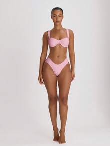 Musera Resort Underwired Ruched Cup Bikini Top Swim Vacation Holiday Summer Travel Beachwear Basics Hen Do Wedding Bridal Bachelorette Resort Core - Pink - View 5
