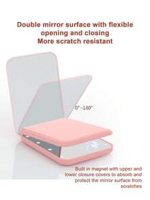 Teckwe High-Definition Folding Makeup Mirror, Handheld LED Makeup Mirror With Light, 2x Magnification, Portable, Small Mirror With Fill Light. - Multicolor - View 3