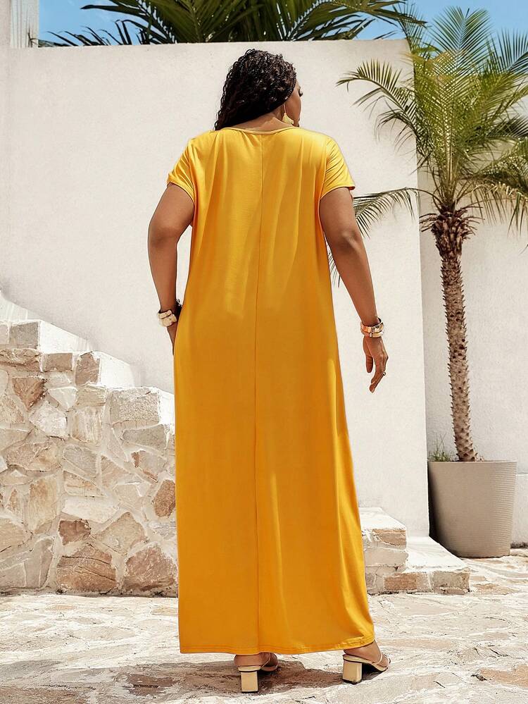 Plus Size Floral Print Casual Vacation Dress