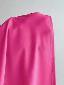 Elamini 女士休闲扭结V领长袖T恤，春秋季百搭新品 - 玫紅色 - 查看 6