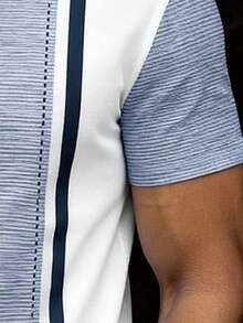 Manfinity Dauomo 男士撞色拼接Polo衫，休闲商务通勤风，适合户外活动、办公室穿着、日常穿搭 - 彩色 - 查看 3