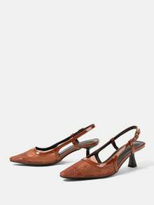 CUCCOO HITCHD Women's Elegant Lace Pumps For Commuting - Coffee Brown - View 3