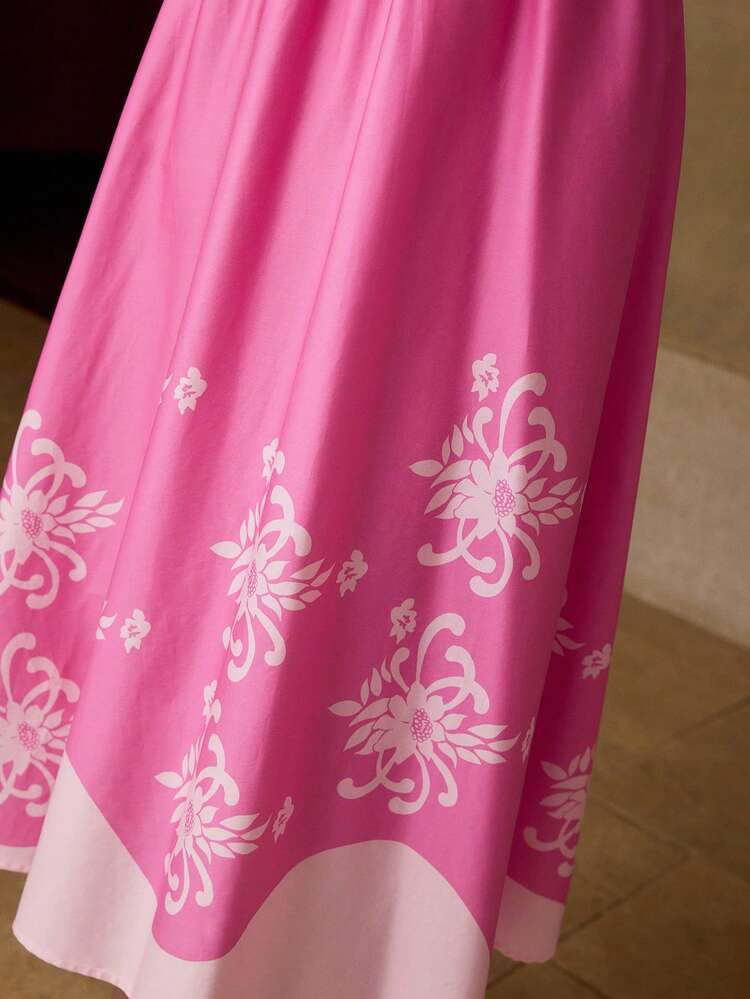 WOMEN'S COTTON PRINTED LONG DRESS, SPRING/SUMMER