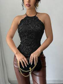 Selianne 女士休闲性感修身花卉露背吊带背心，适合日常穿着、派对、约会、邮轮旅行、度假、海滩、音乐节等场合，展现波西米亚风情。也适合情人节、派对、海滩、毕业典礼等场合，优雅正式，性感迷人，是女士度假装扮的理想之选。此外，它也是时尚休闲通勤装、商务办公装等多种场合的百搭时尚休闲日常装扮。 - 黑色 - 查看 1