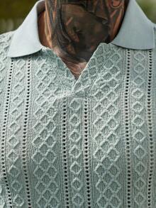 VENTUSAIL 男士短袖纹理面料Polo衫，适合外出、聚会和度假穿着 - 綠色 - 查看 8