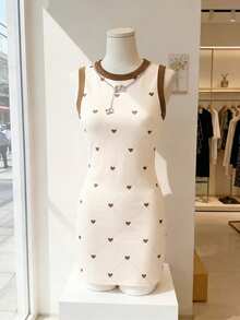 Resyla Đầm không tay cổ tròn in hình trái tim kiểu dáng thường ngày mới - Nhiều màu - Xem 4