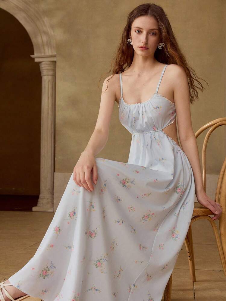 WOMEN'S ELEGANT PRINTED FLOWING DRESS
