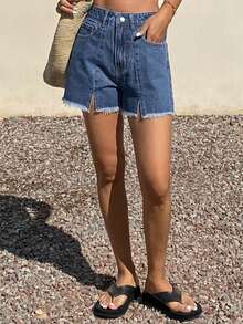 Livesso Quần short denim nữ - Rửa nhẹ - Xem 6