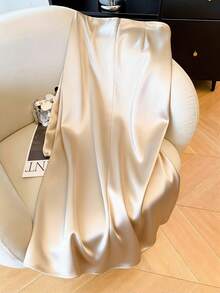 SHEIN Holidaya Women's Champagne Satin High Waist Maxi Skirt, Bow Tie Waist A-Line Flowy Long Skirt, Elegant Formal Skirt For Wedding Guest Party Dinner - Apricot - View 5