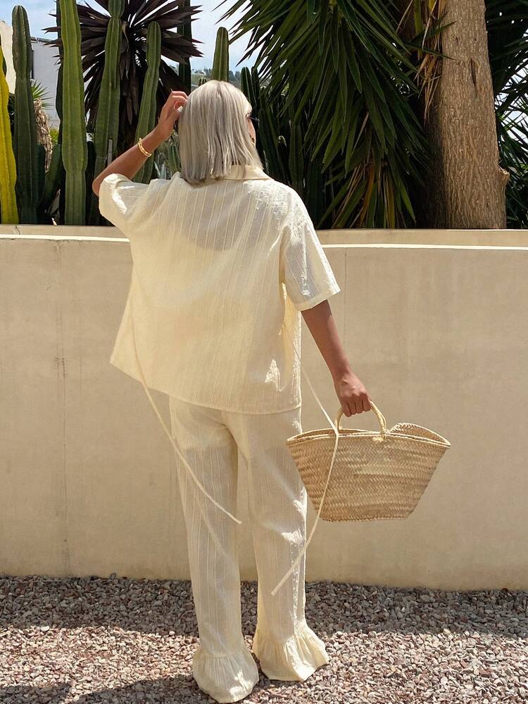 Women's Loose Casual Elegant Pullover Shirt And Straight Leg Pants/Skirt 2-Piece Set, Spring & Summer