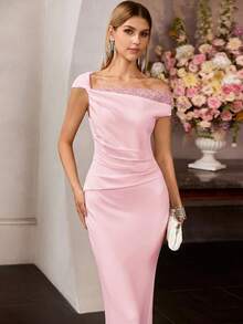 MOTF Soiréza ELEGANT LACE PATCHWORK FORMAL DRESS, SPRING/SUMMER - Baby Pink - View 5
