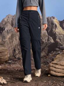 In My Nature Women's Zipper Pocket Straight Leg Casual Hiking Pants - Navy Blue - View 3