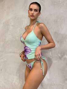 Swim Glamine Sötkörsbärsplädad bikiniset - Mintblå - Visa 4