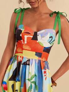 Travachic Women's Casual Palm Tree Print Sleeveless Dress, Suitable For Vacation - Multicolor - View 7