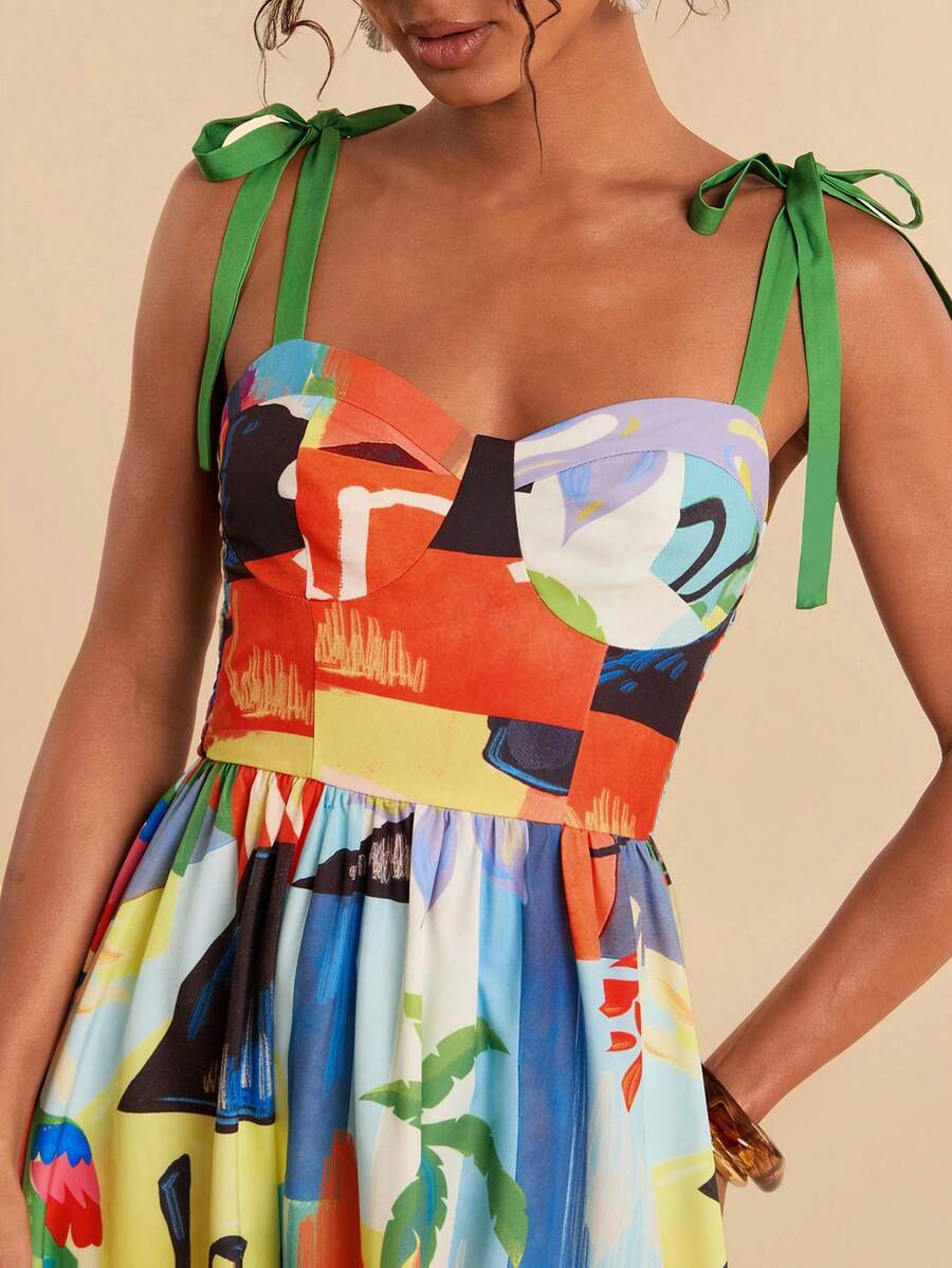 Travachic Women's Casual Palm Tree Print Sleeveless Dress, Suitable For Vacation,Summer Dresses For Women - Multicolor - View 1