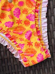 Swim Mod Spring/Summer Fashion Ocean Print Design Shell Decor Sexy Bikini Vacation Set Bikinis Set For Women Vacation Outfits Women Bikini Set Two Piece Set - Multicolor - View 5