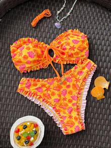 Swim Mod Spring/Summer Fashion Ocean Print Design Shell Decor Sexy Bikini Vacation Set Bikinis Set For Women Vacation Outfits Women Bikini Set Two Piece Set - Multicolor - View 3