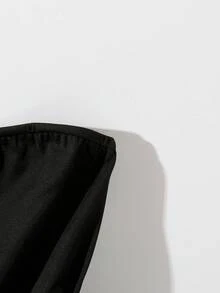 GlowEve 女士拼接褶皱休闲百搭抹胸上衣，适合约会和外出穿着 - 藍色 - 查看 6