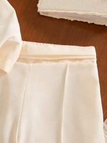 Souflis Souflis 2pcs Baby Boy Casual Outfit Set: Doll Collar Ruffle Trim Shirt And Pants - Beige - View 6