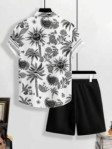 Manfinity RSRT Bộ đồ nam thường ngày in hình mặt trời và nắng: áo sơ mi ngắn tay và quần short. - Nhiều màu - Xem 2