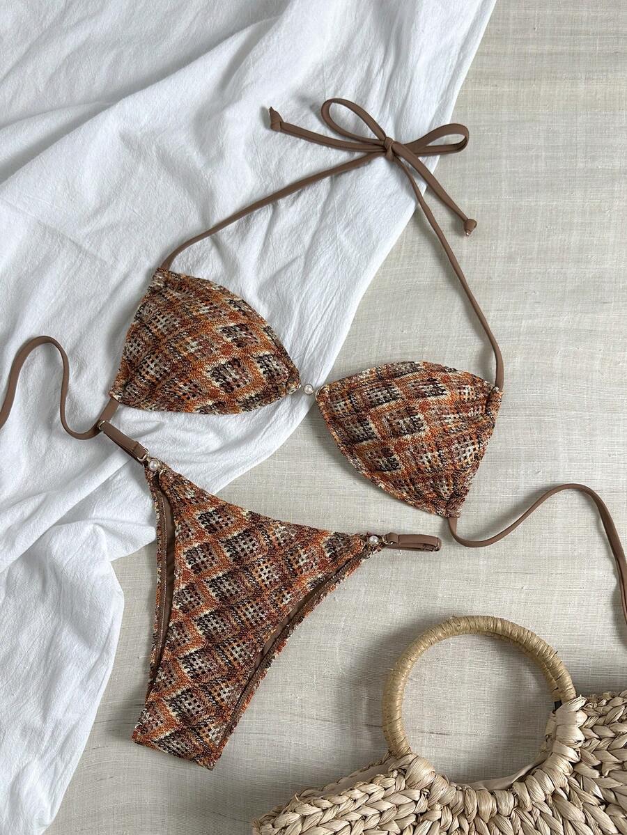 Swim Vcay Bộ đồ bơi 2 mảnh dành cho nữ, kiểu dáng gợi cảm với dây buộc cổ, thích hợp cho kỳ nghỉ biển, mùa xuân/hè. - Nhiều màu - Xem 1