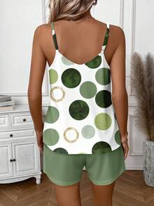 EMERY ROSE 2pcs/Set Women Casual Polka Dot Contrast Color Outfit, Suitable For Summer,Casual - Multicolor - View 2