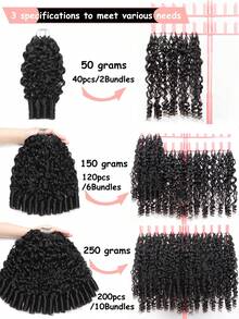 Boho Braids 100%真人发钩编发，缅甸卷曲羽毛钩编发，奇迹结钩编发，波西米亚风辫子，丝滑无痕隐形细软发质女士专用微环钩编发接发 - Natural Black - 查看 3