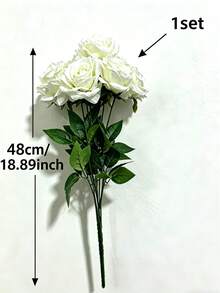 一套9朵逼真的玫瑰花，采用丝绸玫瑰花头和仿真玫瑰花茎。适用于婚礼装饰、花卉派对中心装饰、插花、户外花园、家居桌面、客厅和卧室装饰、办公室、墙面装饰、春夏季节、母亲节、周年纪念、生日、返校礼物装饰、家居装饰、房间装饰、学习用品等。 - 彩色 - 查看 10