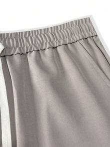 Manfinity Homme Men's Solid Color Casual Slim Fit Straight Leg Pants - Grey - View 6