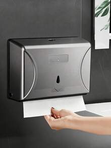 A High-Capacity ABS High-Hardness New Plastic Hand Towel Dispenser With Hole-Punching/Void-Free Mounting Accessories Available In Multiple Colors. Bathroom Hand Towel Holder, Wall-Mounted Void-Free Hand Towel Box, Kitchen Wall-Mounted Waterproof Tissue Box - Silver - View 4