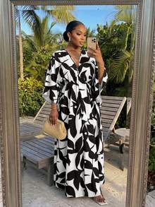 SHEIN Lady CURVE Đầm hoa cỡ lớn, đầm dự tiệc, đầm tốt nghiệp, đầm mùa xuân, đầm thường ngày cho nữ, đầm tốt nghiệp nữ, đầm Valentine, đầm mùa hè, quần áo mùa hè, đầm mùa xuân, đầm mùa hè, đầm thanh lịch, đầm thanh lịch cho nữ, đầm đi nghỉ mát, đầm mùa hè cho nữ, đầm thường ngày cho nữ, đầm màu hồng, đầm màu đỏ, đầm cỡ lớn, đầm nghỉ dưỡng, đầm maxi cho người có thân hình đầy đặn, đầm che chắn đồ bơi cho người có thân hình đầy đặn. - Đen và trắng - Xem 6