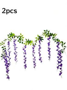 1条10枝紫色、白色人造紫藤花环，适用于婚礼拱门、派对、花园、家居装饰、节日礼物。婚礼装饰、精美房间装饰、家居装饰、情人节、生日、毕业礼物。 - 紫色 - 查看 6