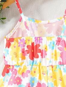 SHEIN Đầm hai dây in hoa cho bé gái, thích hợp cho kỳ nghỉ hè. - Nhiều màu - Xem 5