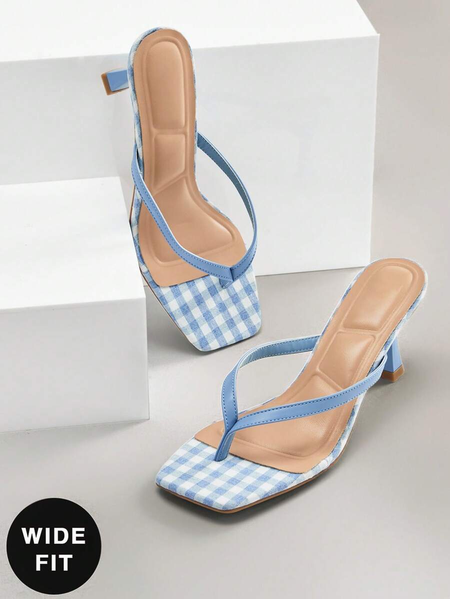 SHUZIA Sandal xỏ ngón đế thấp, mũi vuông, dáng rộng, thoải mái dành cho nữ. - Màu xanh lam - Xem 1