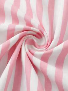 Brillora Women's Casual Minimalist Pink & White Striped Contrast Color Bandeau Romper, Suitable For Summer - White - View 8