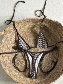 Swim Vcay Bộ bikini hai mảnh Swim SXY với họa tiết chấm bi, kiểu cổ yếm và quần buộc dây bên hông, đồ bơi gợi cảm cho kỳ nghỉ biển mùa xuân/hè. - Nhiều màu - Xem 6