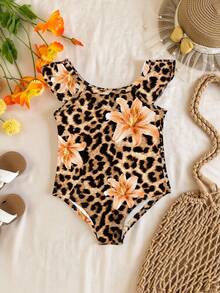 SHEIN Baddräkt i ett stycke för babyflickor, avslappnad och minimalistisk, passar för sommaren - Multifärgad - Visa 2