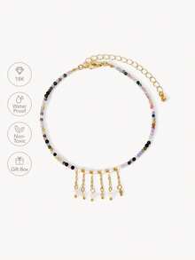 Opalesca 18K Gold Plated,Women's Beaded Bracelet,Premium/Elegant/Classy/Dailywear/Minimalist,Pearl/Crystal,For Mom/Women/Girl/Mother,Summer/Beach/Prom/Party/Holiday/Vacation,Engagement/Wedding/Promise,Bride,Heart/Floral,Fairycore/Mermaid Core - Multicolor - View 2