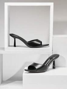 SHUZIA Giày sandal cao gót mũi nhọn tối giản gợi cảm dành cho nữ. - màu đen - Xem 8